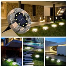 BigBuy 4 db napelemes leszúrható kerti lámpa kő mintával - talajba süllyeszthető szolár világítás (BBV)