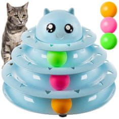 BigBuy 3 szintes torony alakú macskajéték színes labdákkal - hosszú időre leköti és lefárasztja a cicákat (BB-21837)
