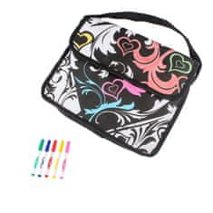 BigBuy Csináld magad kreatív vászontáska csajos mintákkal és 5 színes filctollal - menő, színezhető, DIY oldaltáska kis divattervezőknek (BBLPJ)