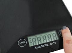 BigBuy Elektronikus konyhai mérleg - fekete üveg mérleg tara és automatikus kikapcsolás funkcióval - 2-5 kg (BB-1158)
