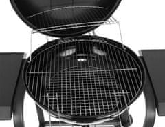 BigBuy Mozgatható kerti grillkocsi fedővel, hamutálcával és hőmérővel - 120 x 45 x 95 cm, fekete (BB-9789)