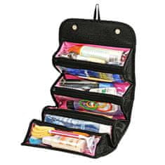 BigBuy Roll and Go feltekerhető kozmetikai táska 4 db átlátszó rekesszel és akasztóval - ideális otthonra és utazáshoz (BBM)