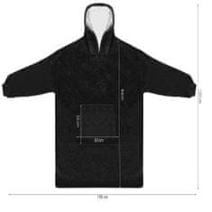 BigBuy Meleg, plüss ultra könnyű kapucnis pulóver elülső zsebbel - XXL méret, fekete (BB-9388)