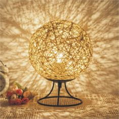 BigBuy Gömb alakú dekor lámpa - rusztikus, madzagból kötött felülettel - hangulatos éjszakai fény (BBV)