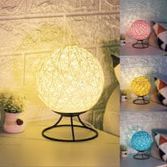 BigBuy Gömb alakú dekor lámpa - rusztikus, madzagból kötött felülettel - hangulatos éjszakai fény (BBV)