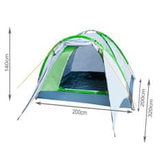 BigBuy 4 személyes tágas, vízálló kemping turista sátor - előtetővel, szúnyoghálóval és szellőzőrendszerrel (BB-10119)