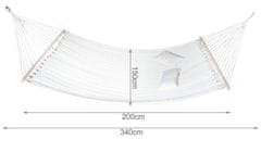 BigBuy Kétszemélyes pamut függőágy párnákkal - 150 kg-os teherbírás - 340 x 150 cm, fehér (BB-10202)