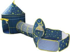BigBuy 3 részes, összecsukható, vár alakú játszósátor szett csillag mintás anyagból - 178 x 152 x 203 cm, kék (BBJ)