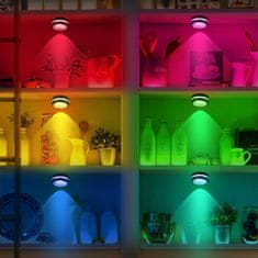 BigBuy 2 db-os mini RGB LED lámpa szett távirányítóval - kör alakú, színes hangulatvilágítás konyhába, hálószobába, nappaliba (BBV)