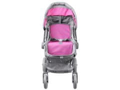 RAMIZ 2 az 1-ben játék babakocsi, megfordítható ülő- és fekvőrésszel, táskával szürke-rózsaszín színben 45 x 37 x 14 cm