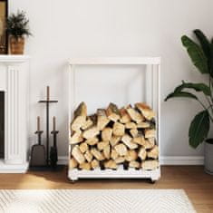 Greatstore fehér tömör fenyőfa rönktároló kerekekkel 76,5 x 40 x 108 cm