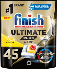 Finish Ultimate Plus All in 1 mosogatógép kapszula Lemon, 45 db