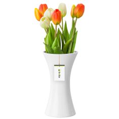 botle Kerámia virágváza Fehér fényes H 22,3 cm D 6 cm Dekoratív asztali váza Óraüveg Virágok Dekoráció Orchidea Modern csillogás