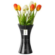 botle Kerámia virágváza Fekete ezüst fényes H 22,3 cm D 6 cm Dekoratív asztali váza Óraüveg Virágok Dekoráció Orchidea Modern csillogás