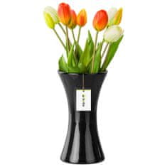 botle Kerámia virágváza Fekete fényes H 22,3 cm D 6 cm Dekoratív asztali váza Óraüveg Virágok Dekoráció Orchidea Modern csillogás