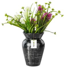 botle Kerámia váza virágoknak Fekete ezüst fényes H 19,5 cm D 8 cm Dekoratív asztali váza Kis váza Virág dekoráció Orchidea Modern glamour
