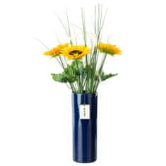 botle Kerámia váza virágokhoz Sötétkék fényes H 31,5 cm D 11,7 cm Dekoratív asztali váza Csöves virágok Dekoráció Orchidea Modern csillogás