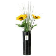 botle Kerámia váza virágoknak Fekete ezüst fényes H 31,5 cm D 11,7 cm Dekoratív asztali váza Csöves virágok Dekoráció Orchidea Modern csillogás