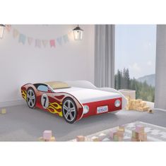 Wooden Toys CORVETTA autós gyerekágy 160x80cm piros - ajándék matraccal