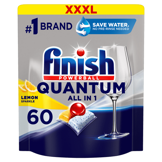 Finish Quantum All in 1 mosogatógép kapszula Lemon Sparkle, 60 db