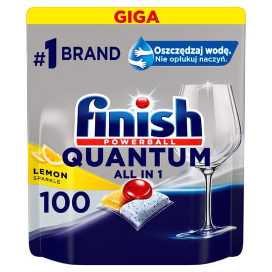 Finish Quantum All in 1 mosogatógép kapszulák Lemon Sparkle, 100 db