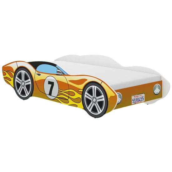 Wooden Toys  CORVETTA autós gyerekágy 160x80cm sárga - ajándék matraccal