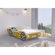 Wooden Toys CORVETTA autós gyerekágy 140x70cm sárga - ajándék matraccal