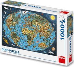 DINO Puzzle Rajzfilm világtérkép 1000 db