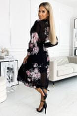 Numoco Női virágos ruha Carla fekete-rózsaszín Universal
