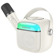 Borofone BP15 Bluetooth Karaoke mikrofon + hangszóró, fehér