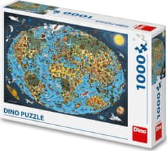 DINO Puzzle rajzfilm világtérkép 1000 darab