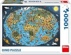 DINO Puzzle rajzfilm világtérkép 1000 darab