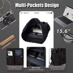 Dollcini Laptop táska, férfi üzleti hátizsák, vízálló, üzleti utazáshoz, családi utazáshoz, fekete