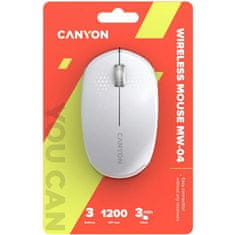 Canyon optikai vezeték nélküli egér MW-4, 1200 dpi, 3 dpi, Bluetooth, AA elem, fehér színű