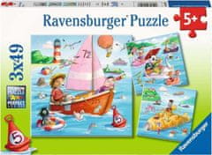 Ravensburger Puzzle - Állatok és vízi járművek 3x49 db