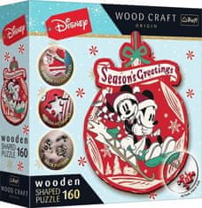 Trefl Puzzle Wood Craft Origin Mickey és Minnie karácsonyi kalandja 160 db