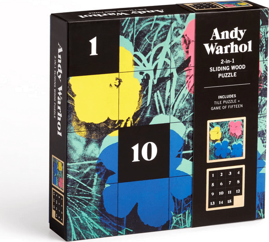 Galison Andy Warhol csúszó fa puzzle: Virágok 2in1 (16 darab)