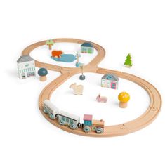 Bigjigs Toys Wooden Train Track by the Forest fából készült vonatpálya