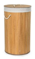 G21 55 l bambusz kerek szennyeskosár fehér kosárral