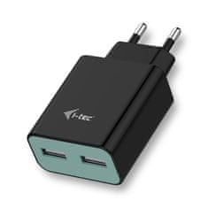 I-TEC USB hálózati töltő 2 portos 2.4A Fekete