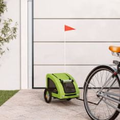 Greatstore zöld szövet és vas kutyaszállító kerékpár-utánfutó