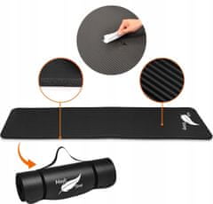 Medi Sleep Vastag fekete szőnyeg fitneszhez és jógához. Tökéletes otthoni és edzőteremben való használatra