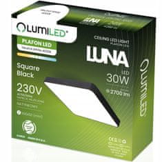 LUMILED Mennyezeti lámpa LED plafon LUNA 30W 4000K kerek fekete 30cm