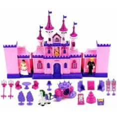 BigBuy Mesebeli varázskastély hercegi párral, hintóval és rengeteg más kiegészítővel - zenél és világít - rózsaszín (BBMJ)