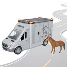 BigBuy Világító és zenélő, lószállító kocsi kinyitató ajtókkal és játék lóval - 26 x 12 x 9 cm - fehér (BBMJ)
