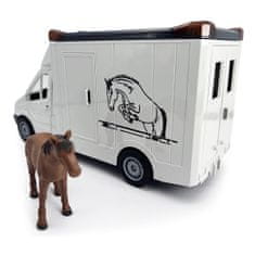 BigBuy Világító és zenélő, lószállító kocsi kinyitató ajtókkal és játék lóval - 26 x 12 x 9 cm - fehér (BBMJ)