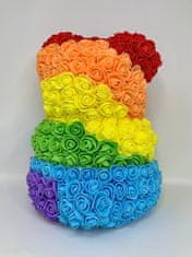 BigBuy Rózsamaci – szivárvány színű, rózsákkal kirakott plüss mackó díszdobozban – 25 cm (BBL)