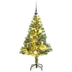 Vidaxl műkarácsonyfa 150 LED-del, gömbszettel és hópehellyel 120 cm 3210099