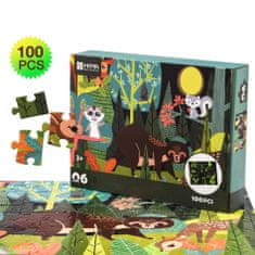 Aga4Kids Dětské svítící puzzle Zvířátka v lese 100 dílků
