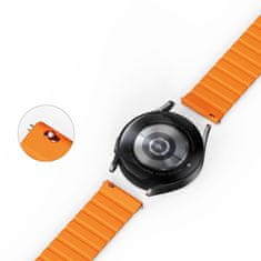TKG Samsung Galaxy Watch 4 (40 / 42 / 44 / 46 mm) okosóra szíj - Dux Ducis - szürke/narancssárga mágneses szíj (szíj szélesség: 20 mm)